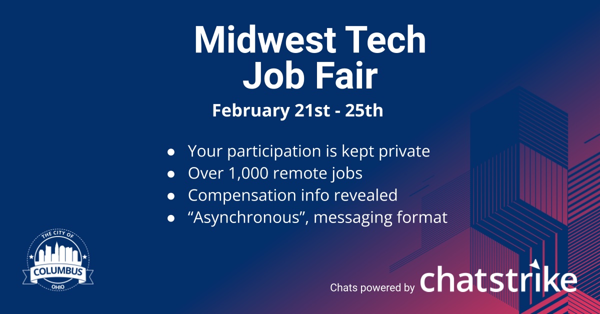 Columbus Tech Job Fair Casually message with recruiters